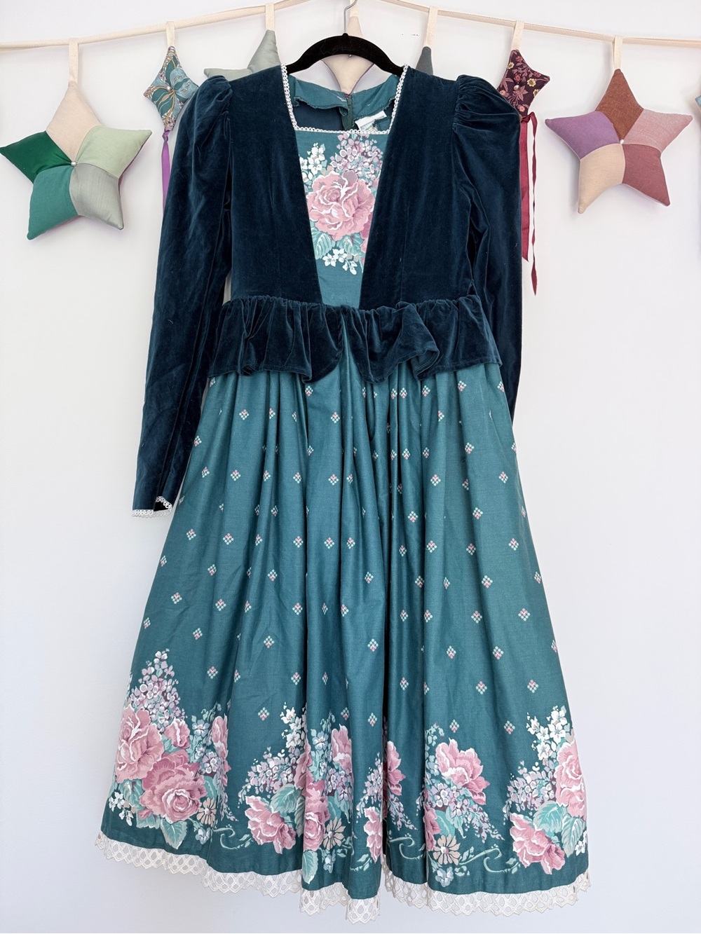 Daisy Kingdom Velvet and Floral Panel Dress